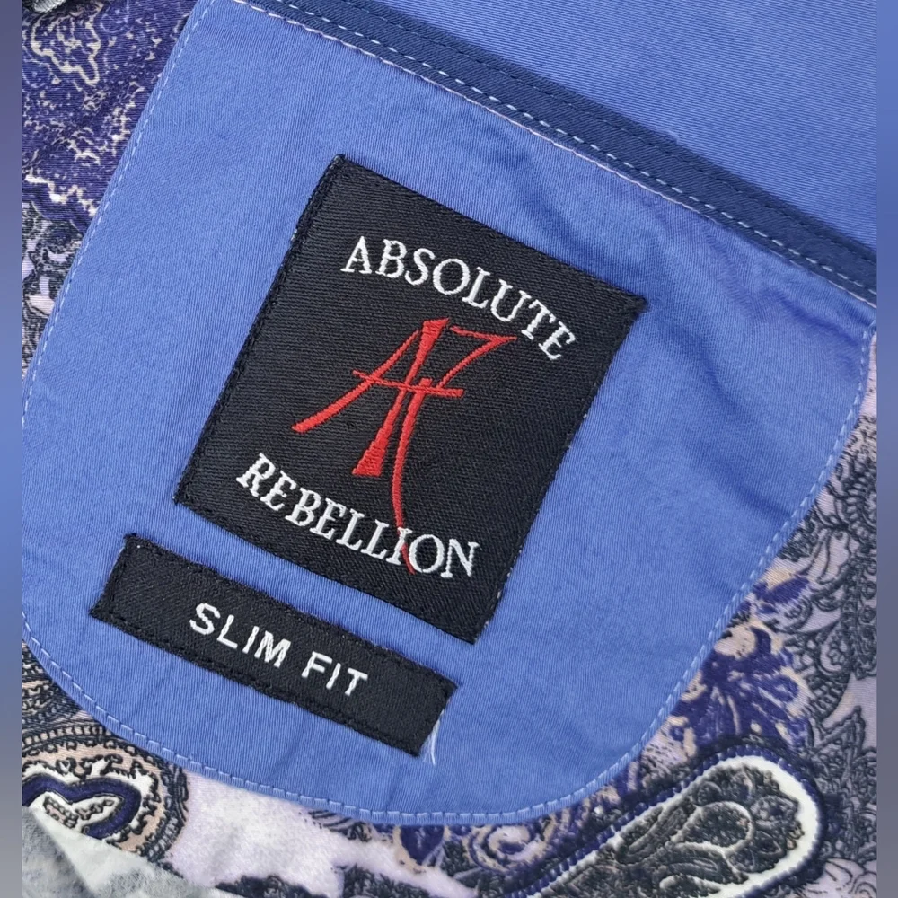 Absolute Rebellion Men's Slim Fit Dress Shirt Paisley Purple Multi Size Large